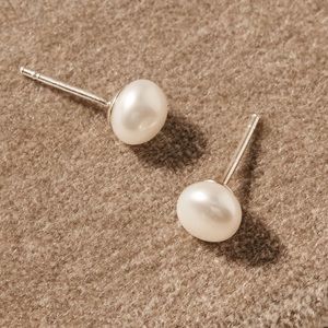 SHASHI White Pearl Stud Earrings with Silver Posts